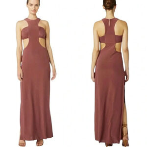 MISA LOS ANGELES Lyra Cut Out Jersey Knit Maxi Dress Cocoa Brown Size S NWT
